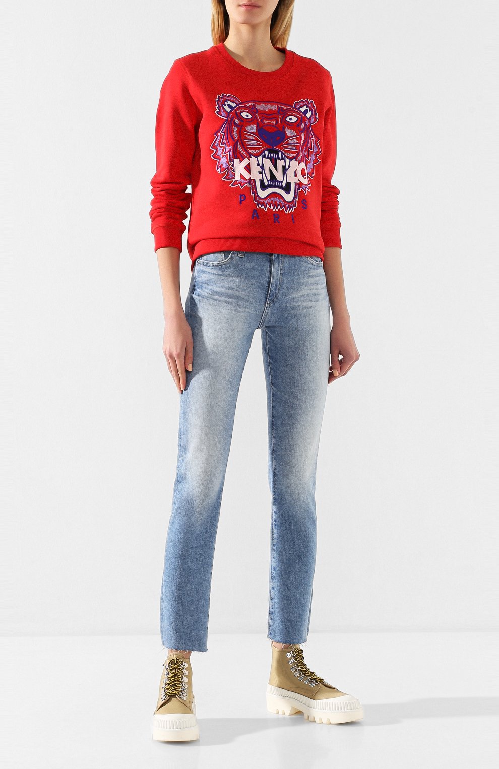 Хлопковый свитшот KENZO красного цвета по цене 24250 руб., арт. FA52SW7054XA, фото 2 Хлопковый свитшот KENZO, арт. FA52SW7054XA, фото 2