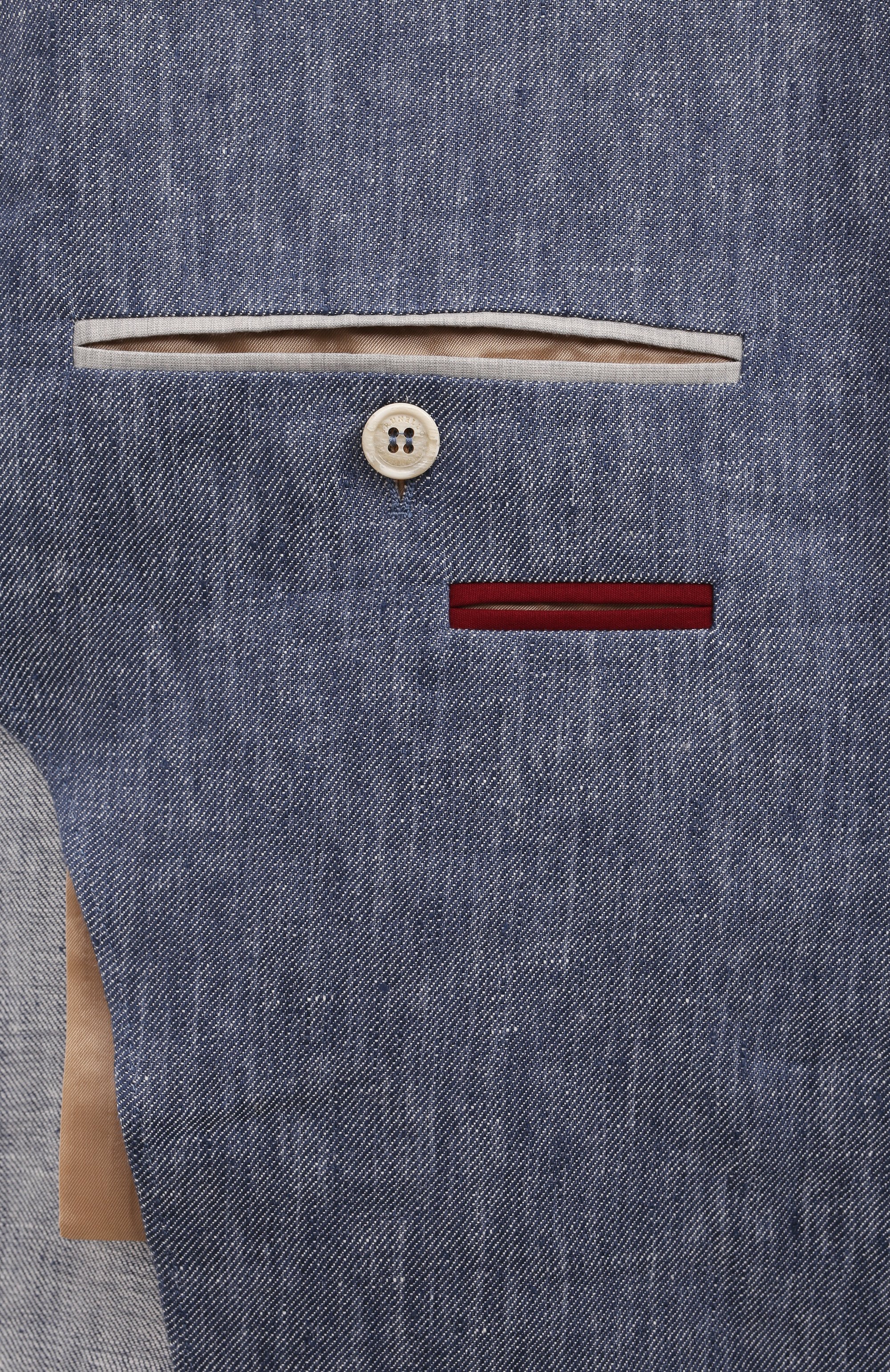 Льняной пиджак BRUNELLO CUCINELLI синего цвета по цене 327000 руб., арт. MS4987BND, фото 8 Льняной пиджак BRUNELLO CUCINELLI, арт. MS4987BND, фото 8