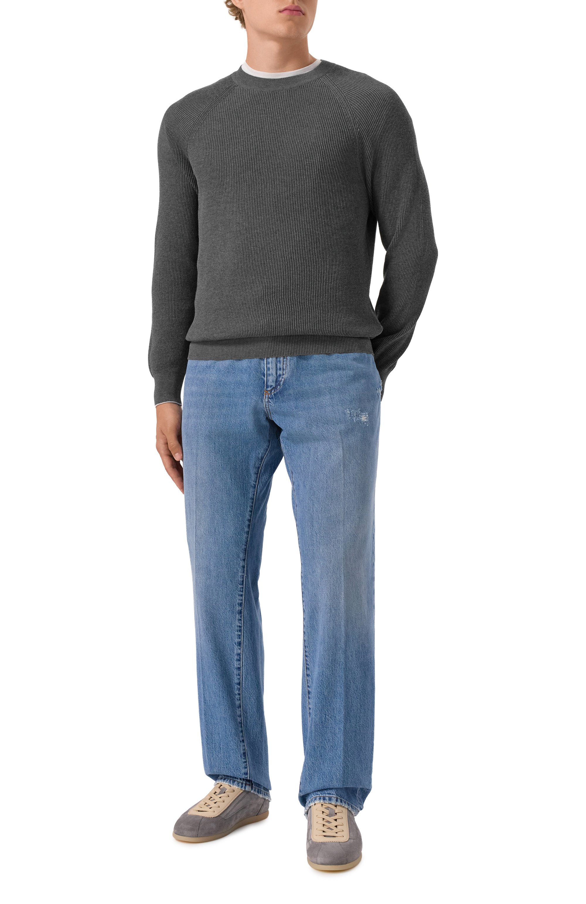 Хлопковый джемпер BRUNELLO CUCINELLI, арт. M29400100, фото 2