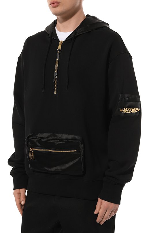 Хлопковое худи Moschino Чёрный, фото 3