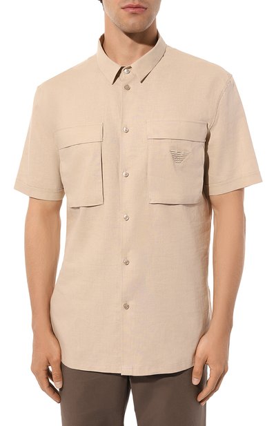 Рубашка изо льна и вискозы EMPORIO ARMANI, арт. 211861/3R467, фото 3
