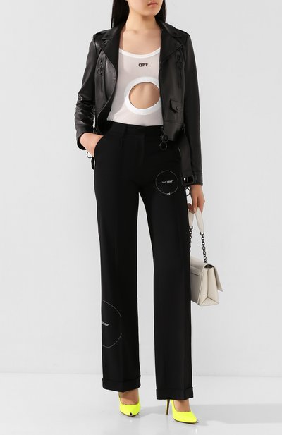 Брюки из вискозы OFF-WHITE черного цвета по цене 62300 руб., арт. 0WCA102S20FAB0041000, фото 2 Брюки из вискозы OFF-WHITE, арт. 0WCA102S20FAB0041000, фото 2