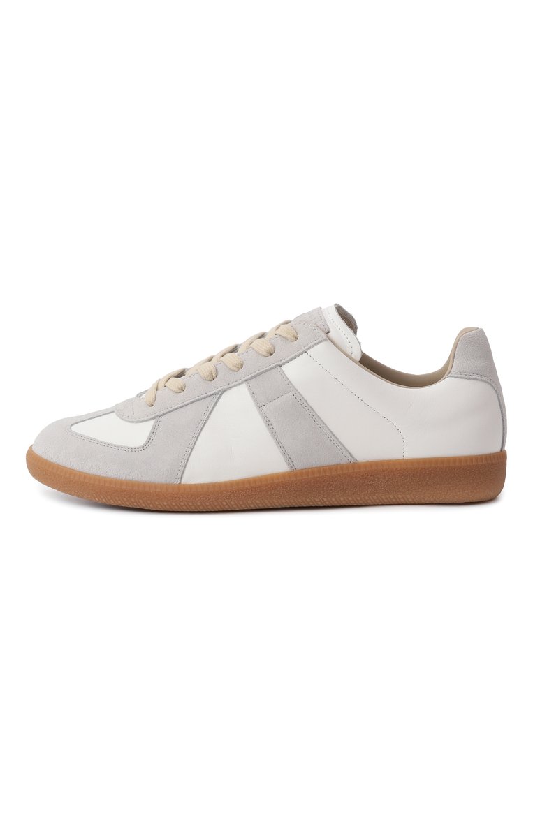 Мужские кожаные кеды replica MAISON MARGIELA белого цвета, арт. S57WS0236/P1895 | Фото 4 (Материал внутренний: Текстиль; Стили: Классический; Материал внешний: Натуральная кожа; Кросс-КТ: Низкие; Материал утеплителя: Без утеплителя; Подошва: Плоская)
