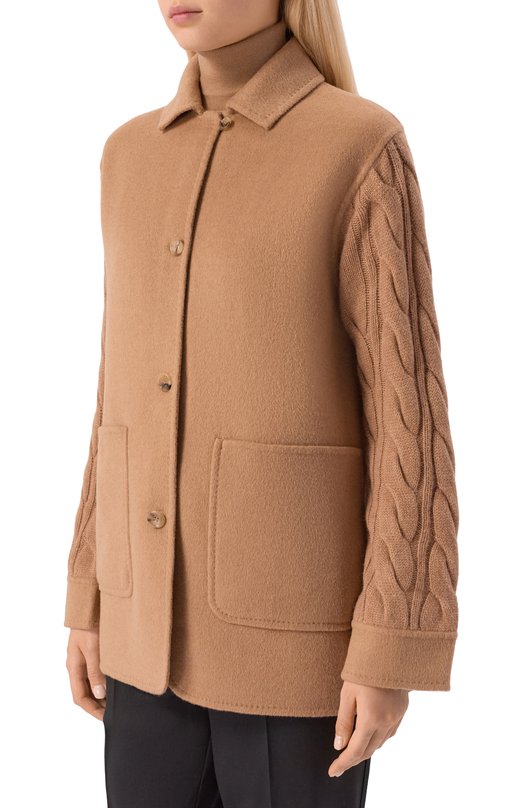 Шерстяное полупальто Max Mara TACC0 Бежевый  TACC0 Фото 3