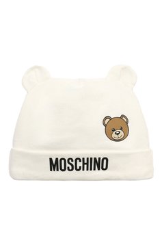 Детский комплект из шапки и нагрудника MOSCHINO кремвого цвета, арт. MUY06Q/LCA19 | Фото 2 (Материал: Текстиль, Хлопок; Материал сплава: Проставлено; Нос: Не проставлено)