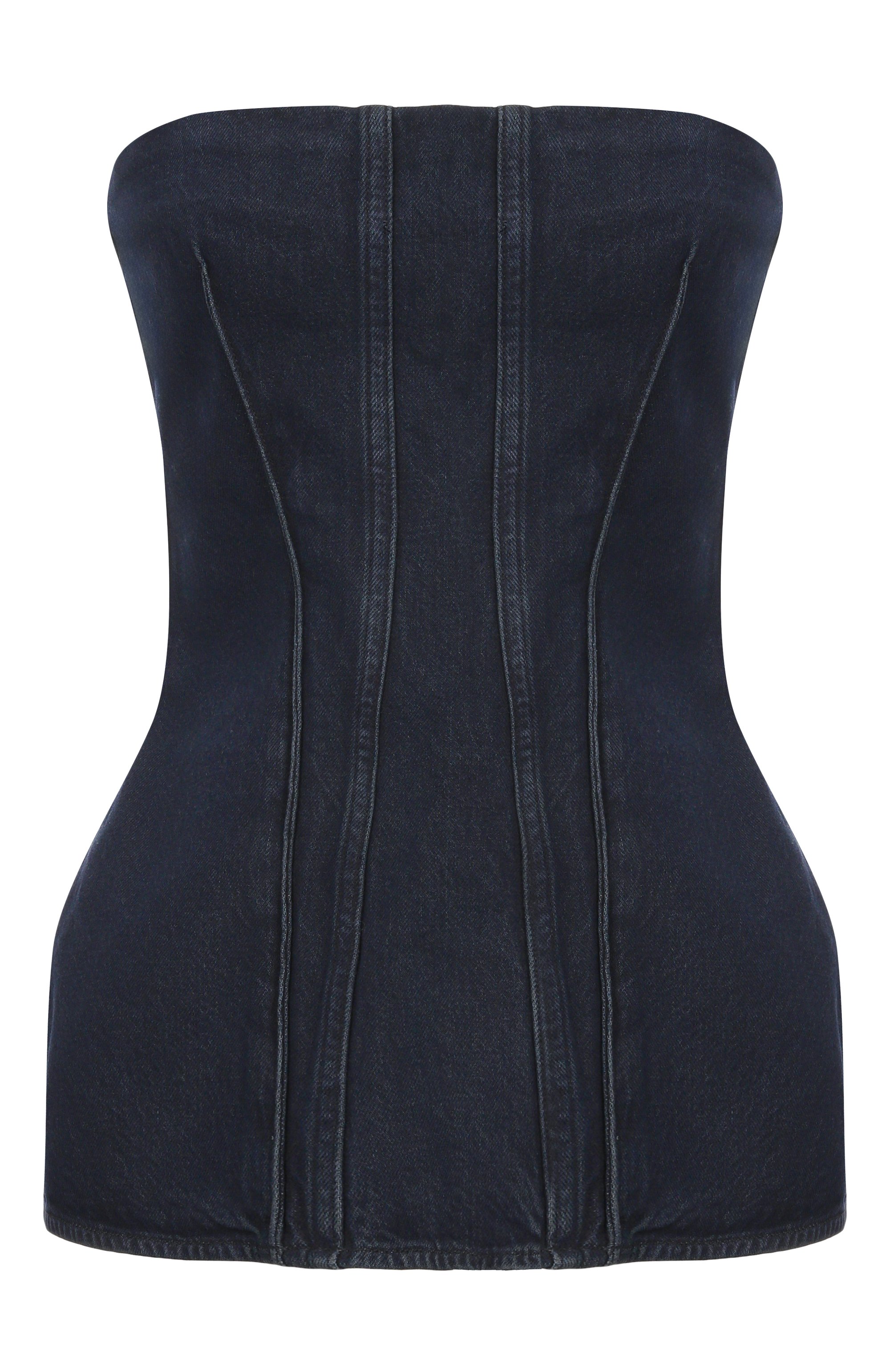 Джинсовый топ-корсет lara AGOLDE темно-синего цвета по цене 44500 руб., арт. A7403-1826, фото 1 Джинсовый топ-корсет lara AGOLDE, арт. A7403-1826, фото 1