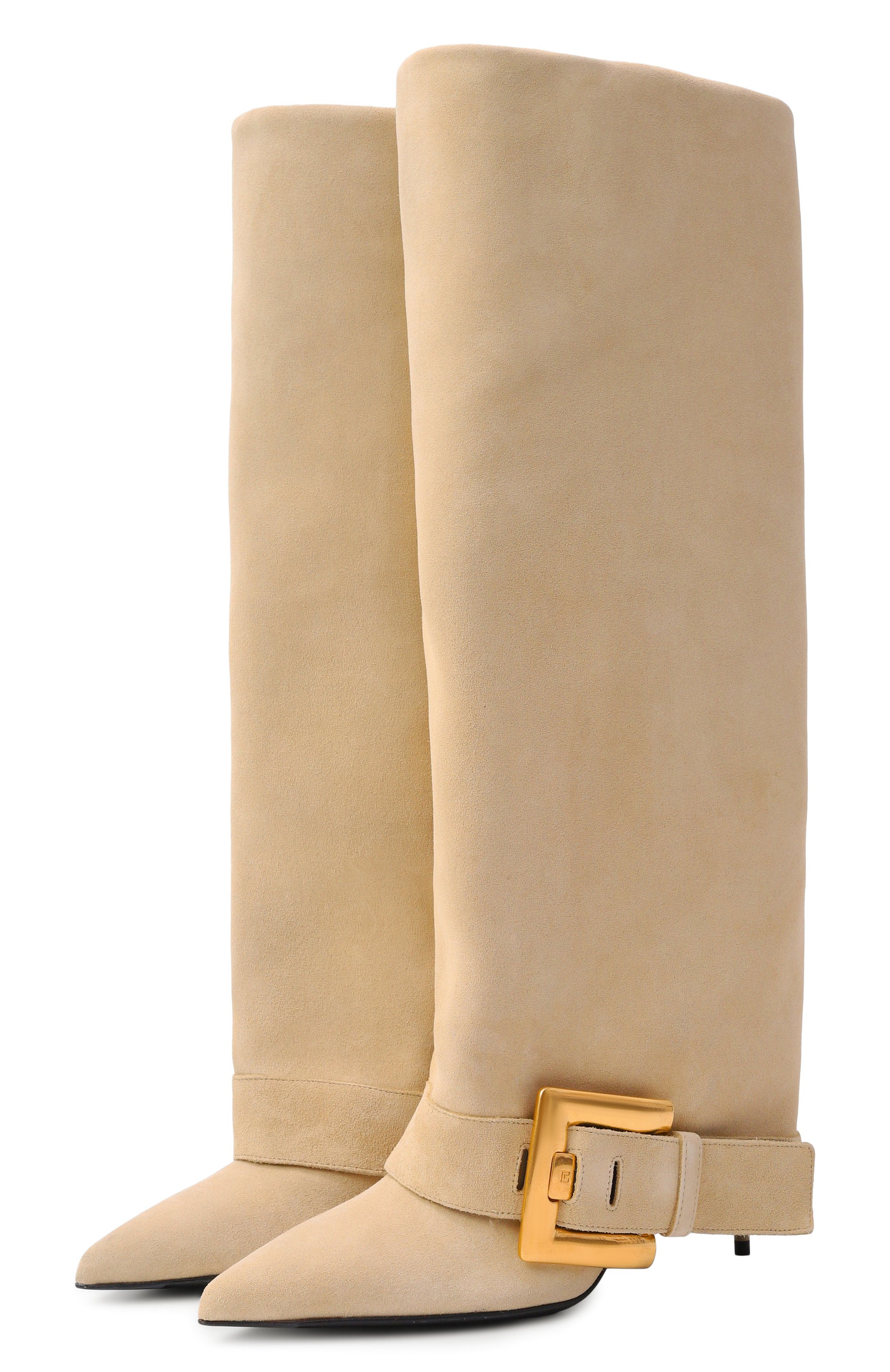 Замшевые сапоги anthem 75 BALMAIN бежевого цвета по цене 199500 руб., арт. GN1TA143/LCTA, фото 1 Замшевые сапоги anthem 75 BALMAIN, арт. GN1TA143/LCTA, фото 1