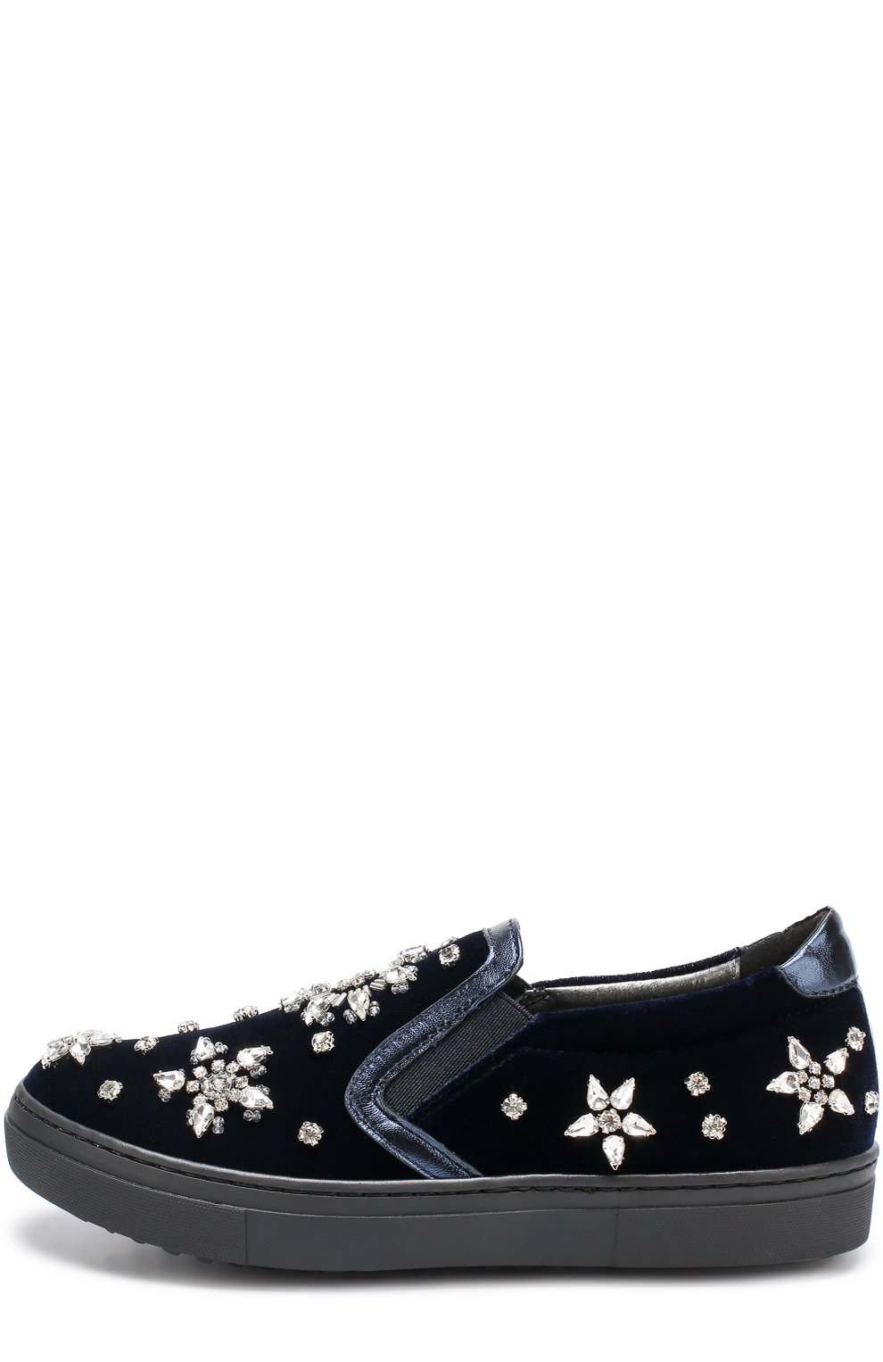 Текстильные слипоны с металлизированной отделкой и кристаллами MISSOURI темно-синего цвета по цене 26100 руб., арт. 11654/31-34, фото 2 Текстильные слипоны с металлизированной отделкой и кристаллами MISSOURI, арт. 11654/31-34, фото 2