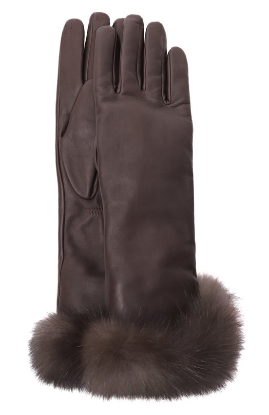 Кожаные перчатки с отделкой из меха соболя Black Sable BS-ACSGL-EB Коричневый BS-ACSGL-EB