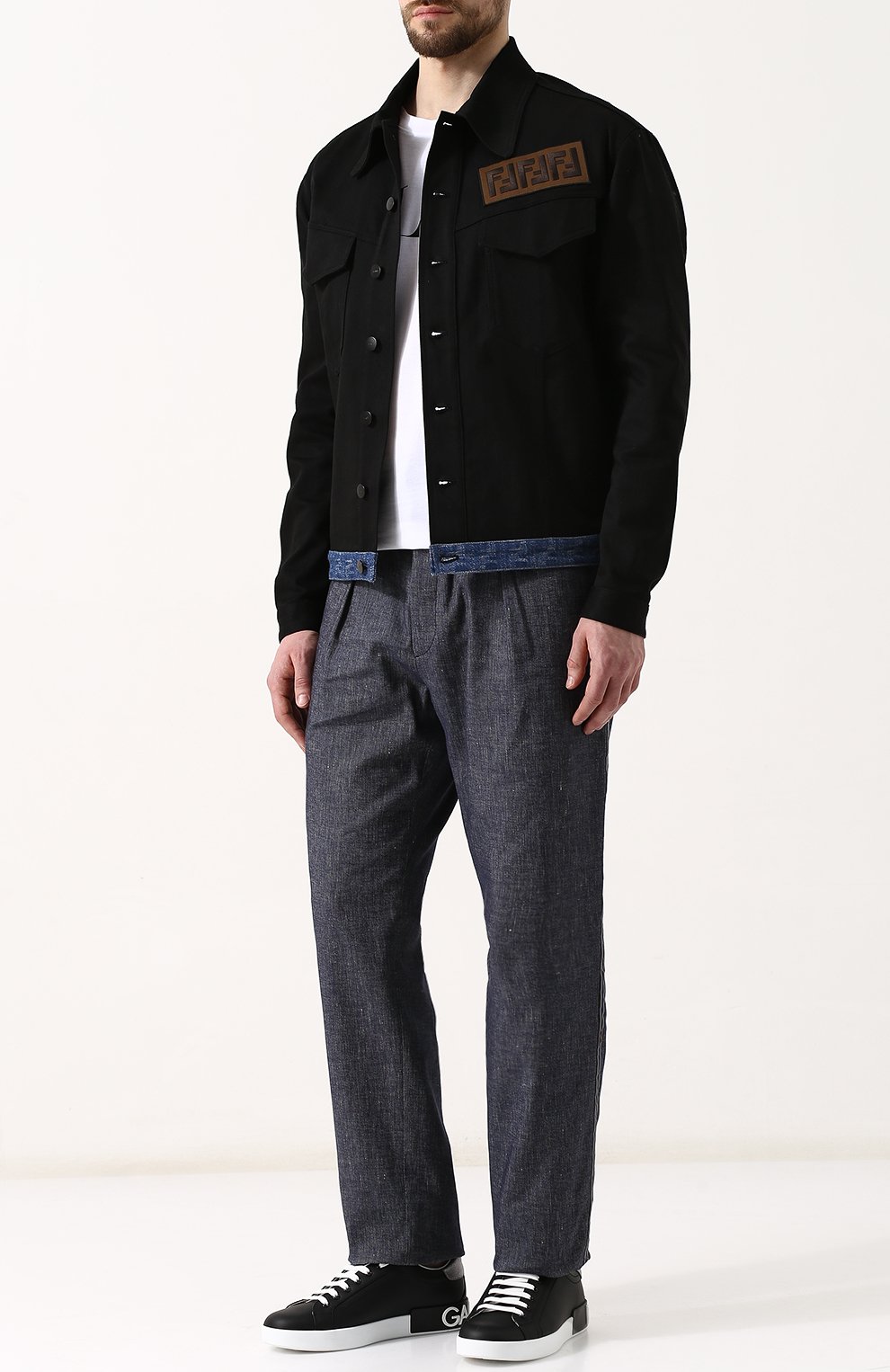 Джинсовая куртка с нашивкой FENDI черного цвета по цене 106900 руб., арт. FW0918 A1MT, фото 2 Джинсовая куртка с нашивкой FENDI, арт. FW0918 A1MT, фото 2