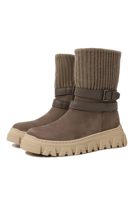 Детские полусапоги JARRETT темно-бежевого цвета, арт. J3TR230A/NUBUCK/LEATHER/35-40 | Фото 1 (Материал сплава: Проставлено; Нос: Не проставлено; Материал внутренний: Нат�уральная кожа; Материал внешний: Натуральная кожа)