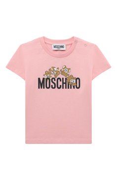 Детский хлопковая футболка MOSCHINO розового цвета, арт. MWM032/LAA03 | Фото 1 (Материал сплава: Проставлено; Нос: Не проставлено; Материал внешний: Хлопок; Кросс-КТ НВ: Футболка; Ростовка одежда: 12 мес | 80 см, 18 мес | 86 см, 24 мес | 92 см, 36 мес | 98 см)