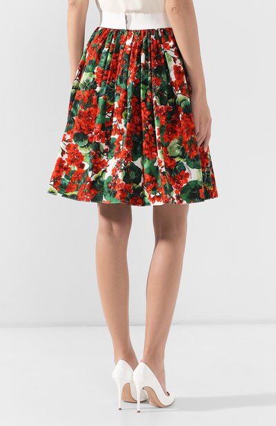 Хлопковая юбка DOLCE & GABBANA красного цвета по цене 67950 руб., арт. F4B00T/HS5CL, фото 4 Хлопковая юбка DOLCE & GABBANA, арт. F4B00T/HS5CL, фото 4