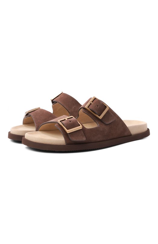 Замшевые шлепанцы Brunello Cucinelli MZUS0LY235 Коричневый MZUS0LY235