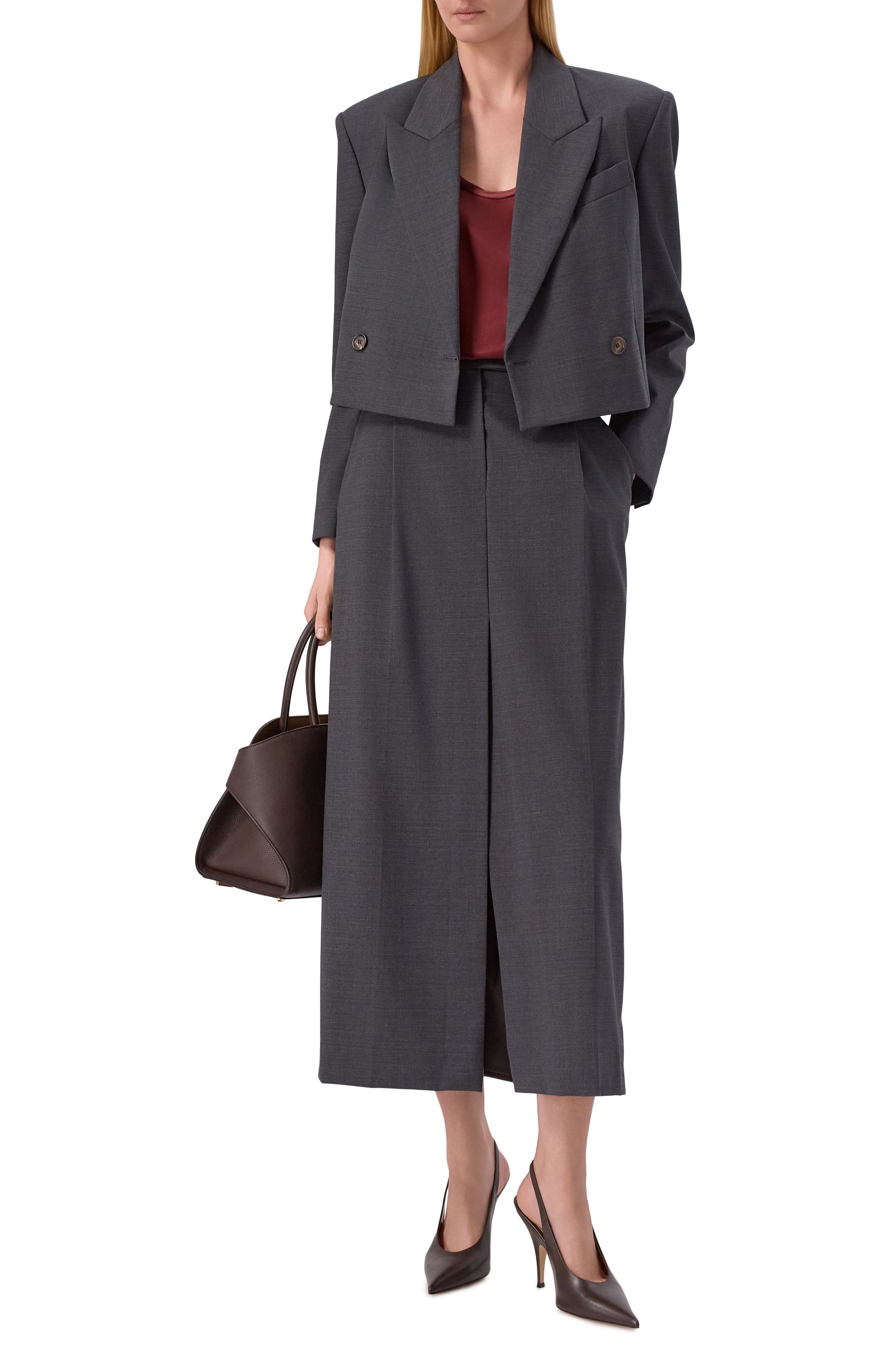 Атласный топ BRUNELLO CUCINELLI бордового цвета по цене 98700 руб., арт. MPC59E0600, фото 2 Атласный топ BRUNELLO CUCINELLI, арт. MPC59E0600, фото 2
