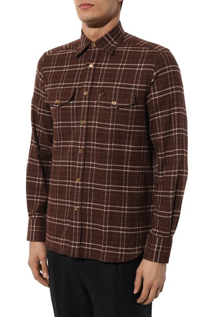 Хлопковая рубашка STEFANO RICCI коричневого цвета по цене 108000 руб., арт. MC007067/TB2602, фото 3 Хлопковая рубашка STEFANO RICCI, арт. MC007067/TB2602, фото 3