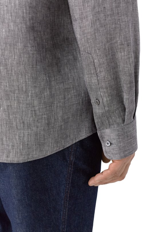 Льняная рубашка Brunello Cucinelli MM6840627 Серый  MM6840627 Фото 5