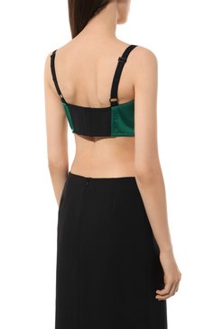 Женский кроп-топ DOLCE & GABBANA зеленого цвета, арт. F7T18T/GDCDC | Фото 4 (Материал внешний: Синтетический материал; Длина (для топов): Укороченные; Стили: Гламурный; Рукава: На бретелях)