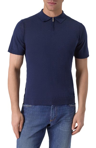 Поло изо льна и хлопка DANIELE FIESOLI темно-синего цвета по цене 23050 руб., арт. DF2076, фото 3 Поло изо льна и хлопка DANIELE FIESOLI, арт. DF2076, фото 3