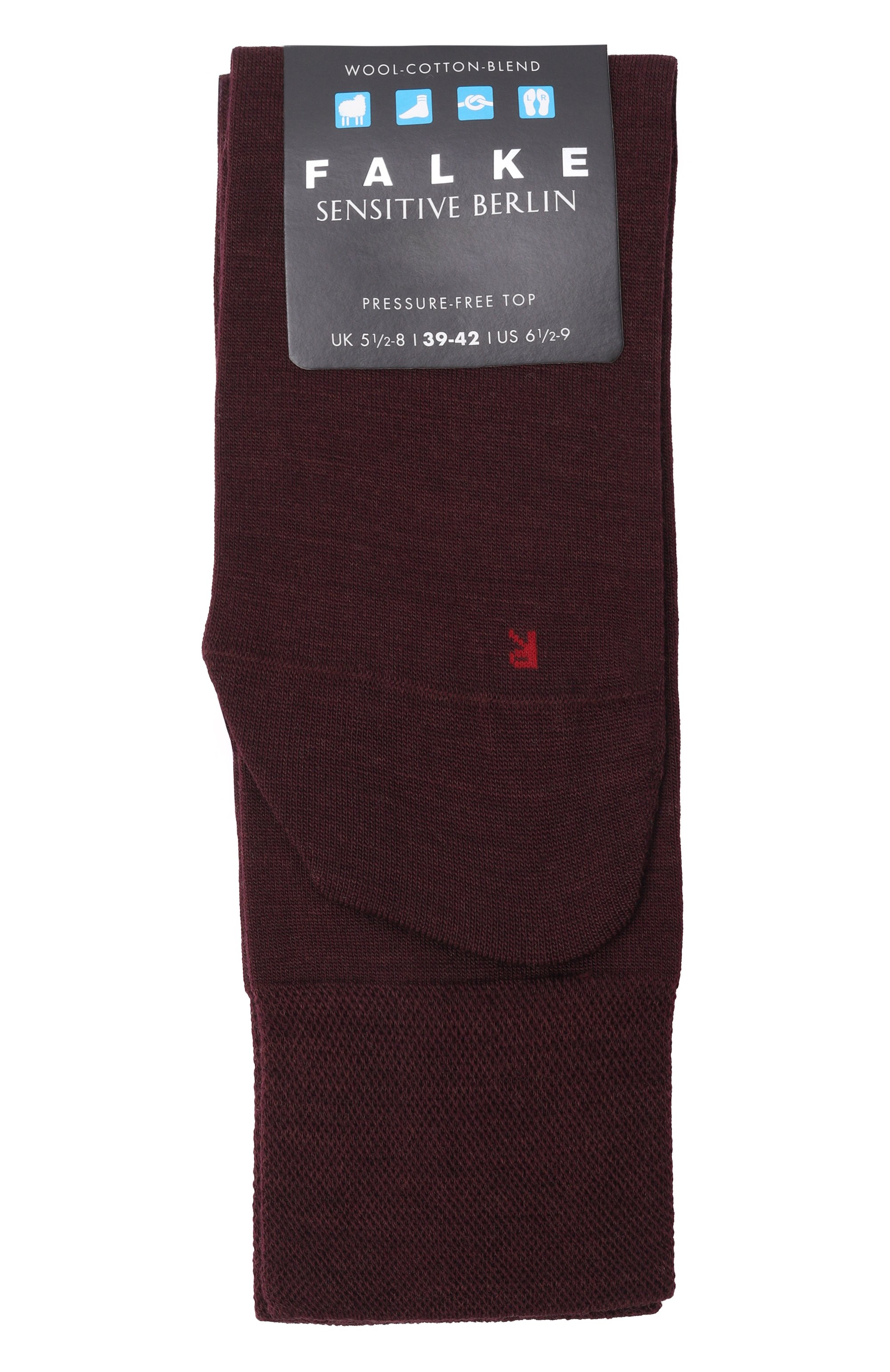 Носки из шерсти и хлопка FALKE бордового цвета по цене 3270 руб., арт. 14448., фото 1 Носки из шерсти и хлопка FALKE, арт. 14448., фото 1