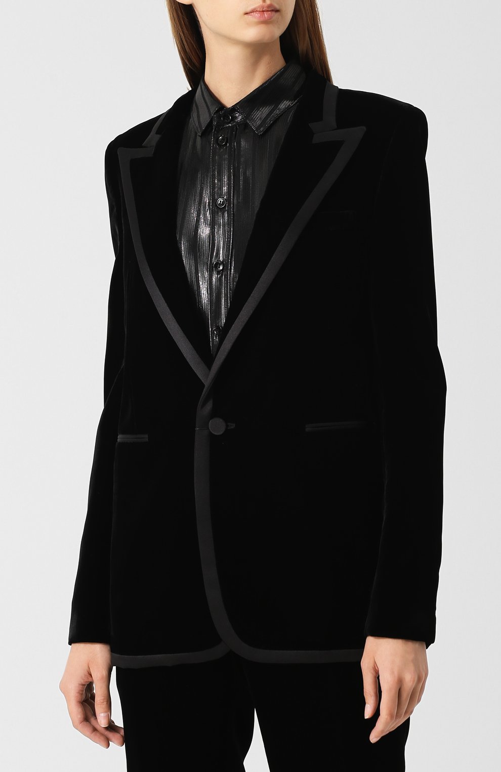 Приталенный бархатный жакет SAINT LAURENT, арт. 534246/Y525R, фото 3