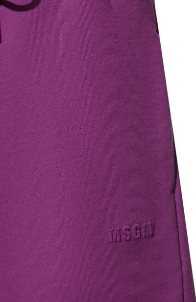 Хлопковые шорты MSGM фиолетового цвета по цене 17600 руб., арт. 3242MDB164 227299, фото 5 Хлопковые шорты MSGM, арт. 3242MDB164 227299, фото 5
