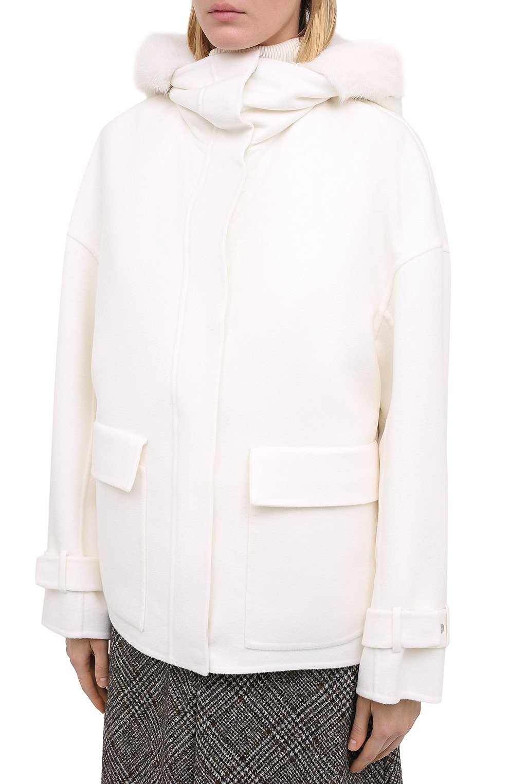 Кашемировое пальто KITON белого цвета по цене 1270000 руб., арт. D50684K05I38, фото 3 Кашемировое пальто KITON, арт. D50684K05I38, фото 3