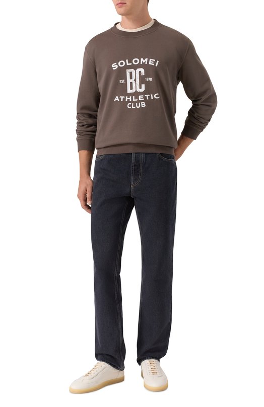 Хлопковый свитшот Brunello Cucinelli MW8633380G Коричневый  MW8633380G Фото 2
