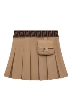 Детская хлопковая юбка FENDI бежевого цвета, арт. JFE124/ADEH/3-6 | Фото 1 (Материал внешний: Хлопок; Материал сплава: Проставлено; Нос: Не проставлено; Случай: Повседневный; Ростовка одежда: 5 лет | 110 см, 6 лет | 116 см)