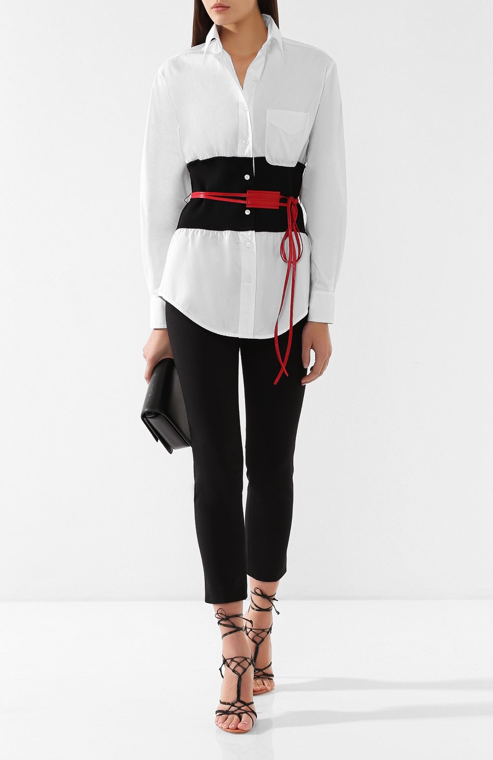 Хлопковая рубашка с поясом VICTORIA BECKHAM, арт. SH LNG 1742 PSS19 C0TT0N P0PLIN, фото 2