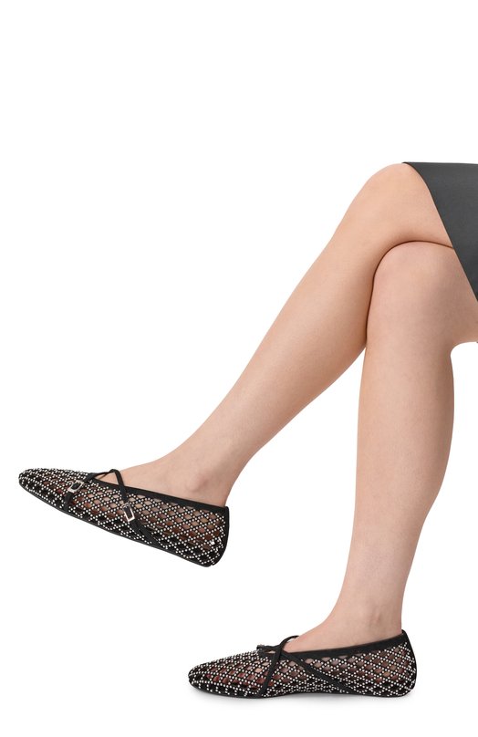 Замшевые балетки Sparkle Mesh Mach & Mach PF25-S1037-10-SUE-BLK Чёрный  PF25-S1037-10-SUE-BLK Фото 2