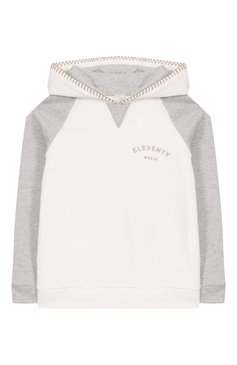 Детский хлопковое худи ELEVENTY молочного цвета, арт. EW4P40/Z1293/10-16 | Фото 1 (Материал внешний: Хлопок; Рукава: Длинные; Мальчики Кросс-КТ: Худи-одежда; Ростовка одежда: 10 - 11 лет | 140 - 146см, 12 лет | 152 см, 16 лет | 164 см)