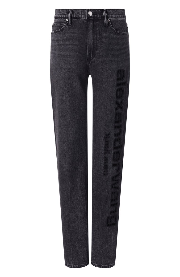 Женские джинсы ALEXANDER WANG темно-серого цвета, арт. 4DC1254691 | Фото 1 (Драгоценные камни: Проставлено; Материал сплава: Проставлено; Длина (брюки, джинсы): Стандартные; Материал внешний: Хлопок, Деним; Силуэт Ж (брюки и джинсы): Прямые; Детали: Делаве, Вышивка; Кросс-КТ: Деним; Стили: Гранж)