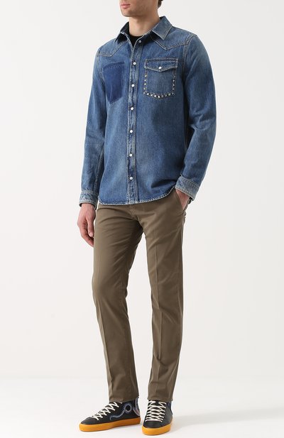 Высокие кожаные кеды с контрастной отделкой GUCCI, арт. 459287/BX0A0, фото 2