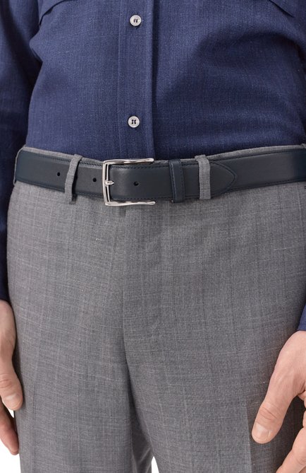Мужской кожаный ремень CORNELIANI темно-синего цвета, арт. 25V316-2520808 | Фото 2 (Нос: Не проставлено; Материал сплава: Проставлено; Материал: Натуральная кожа)