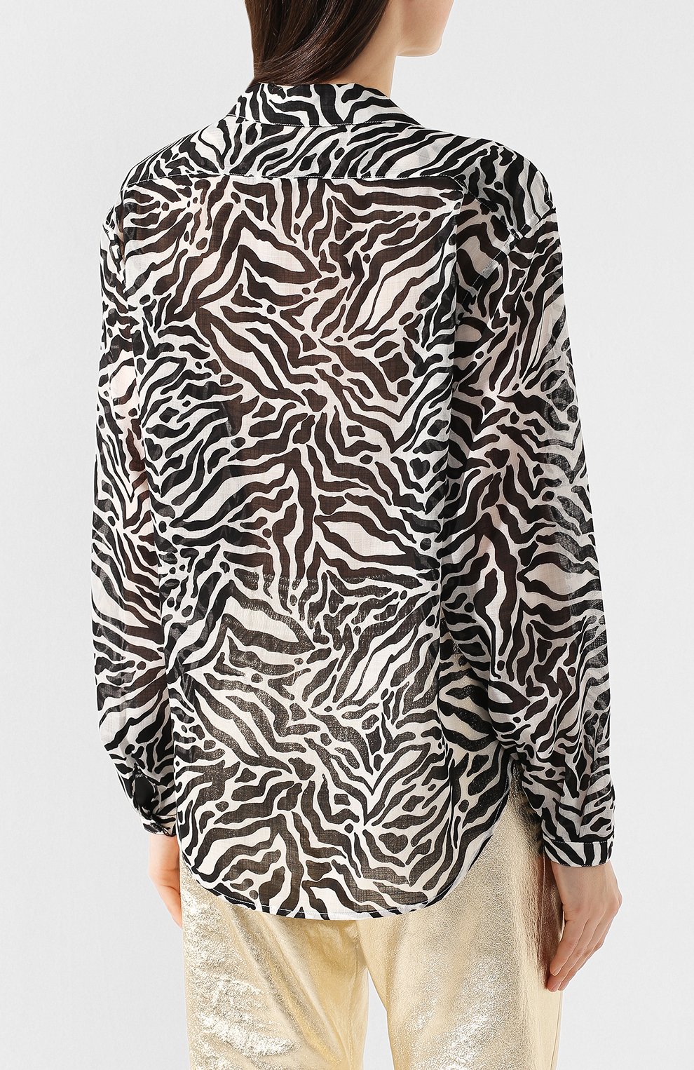 Шерстяная рубашка SAINT LAURENT черно-белого цвета по цене 119500 руб., арт. 611071/Y1A72, фото 4 Шерстяная рубашка SAINT LAURENT, арт. 611071/Y1A72, фото 4