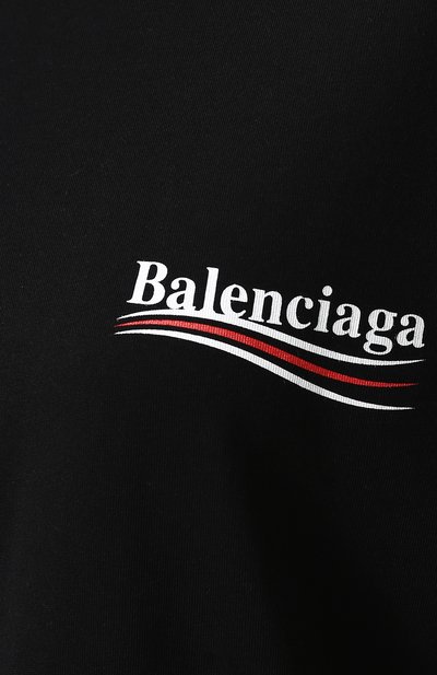 Хлопковая футболка свободного кроя с контрастной надписью BALENCIAGA, арт. 518213/TAV44, фото 5