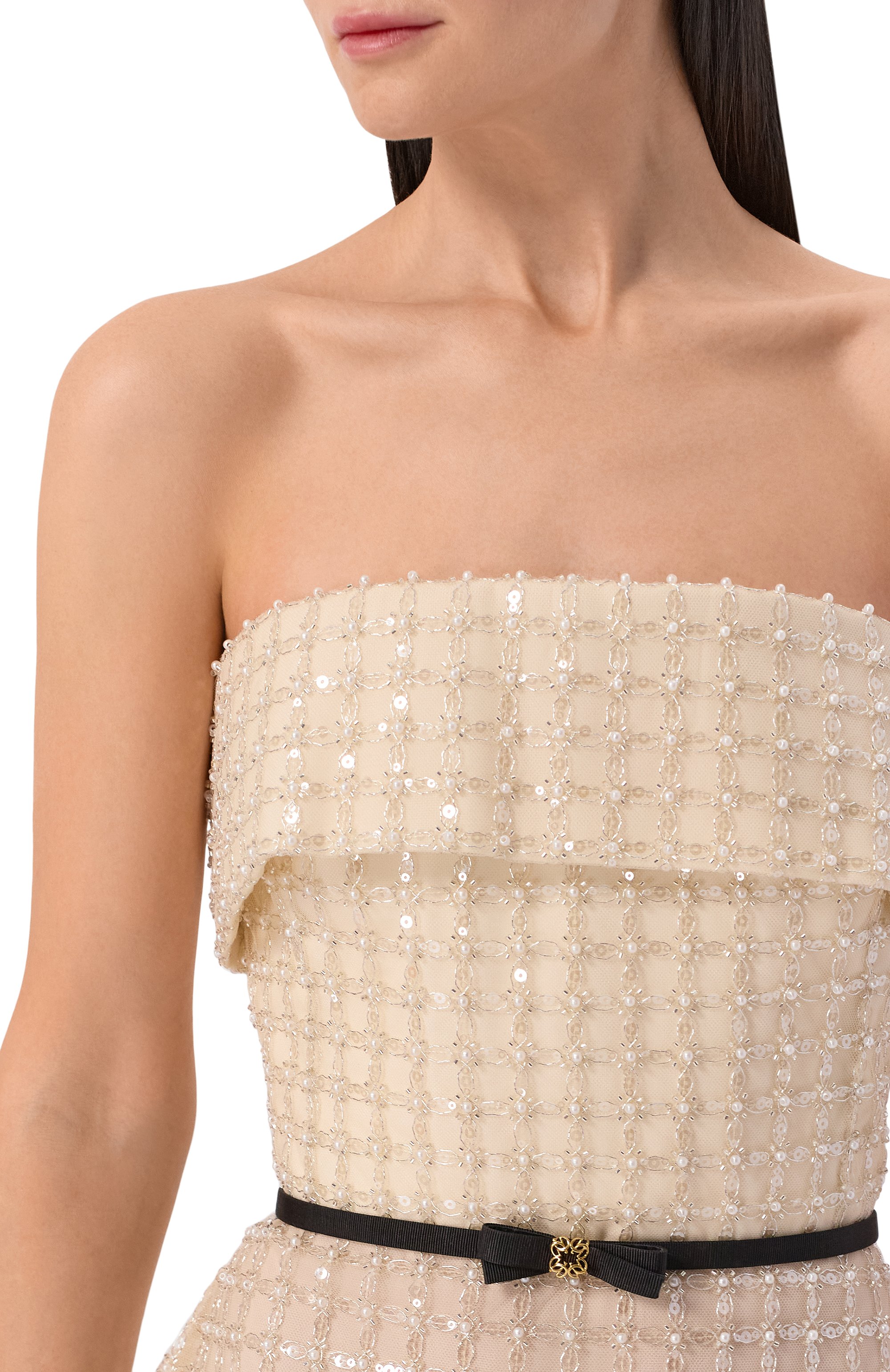 Платье с отделкой пайетками и бисером ELIE SAAB, арт. D1003NR26/TU023, фото 4