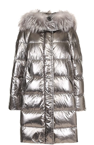 Стеганый пуховик с отделкой из меха лисы MONCLER, арт. C2-093-49973-25-549F8, фото 1
