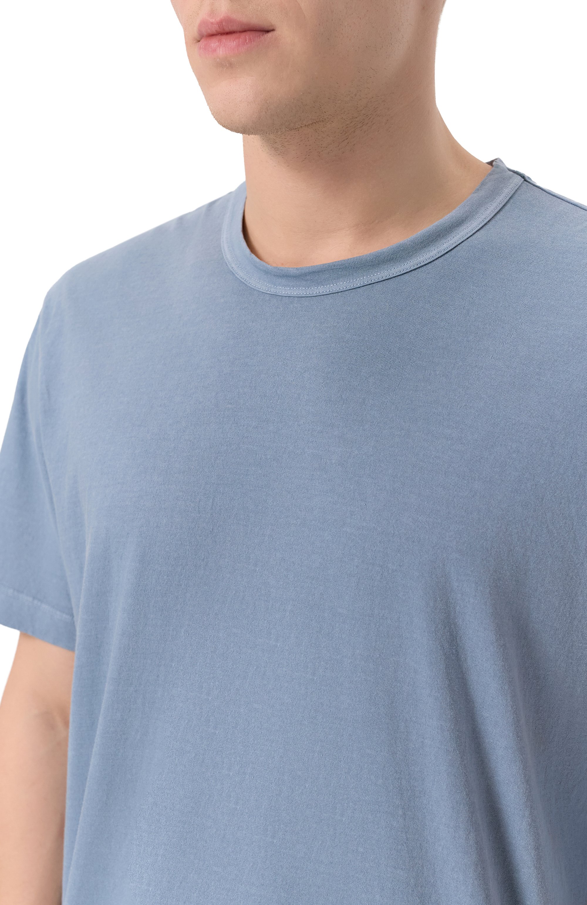 Хлопковая футболка JAMES PERSE голубого цвета по цене 17200 руб., арт. MLJ3311, фото 5 Хлопковая футболка JAMES PERSE, арт. MLJ3311, фото 5