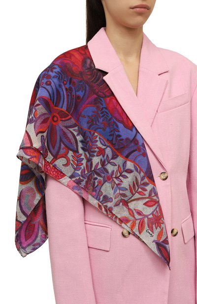 Шелковый платок орнамент цветы GOURJI, арт. T26AZB7VI1, фото 2
