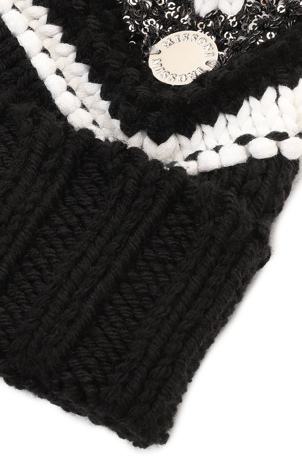 Шапка из шерсти и хлопка MISSONI черно-белого цвета по цене 15450 руб., арт. MV0A57/W0183, фото 3 Шапка из шерсти и хлопка MISSONI, арт. MV0A57/W0183, фото 3