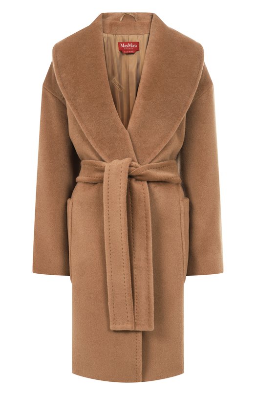 Шерстяное пальто Max Mara Studio CL0RUR0 Бежевый CL0RUR0