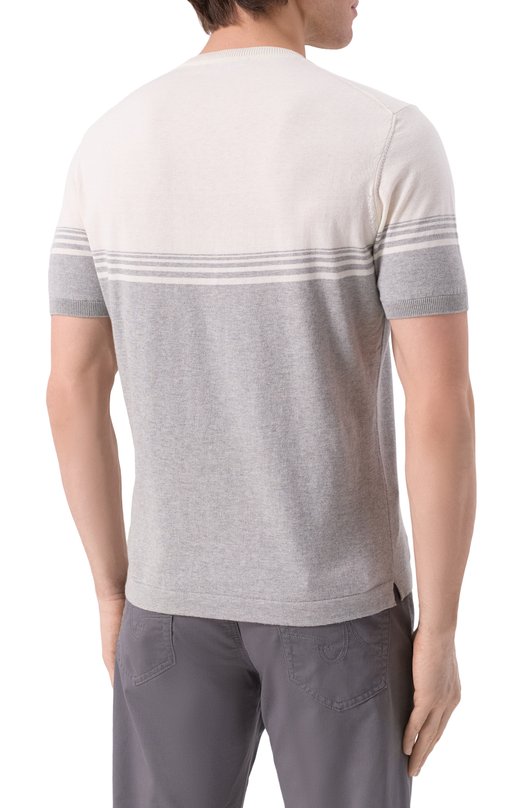 Джемпер из хлопка и шелка Corneliani 25M526-2525158 Серый  25M526-2525158 Фото 4