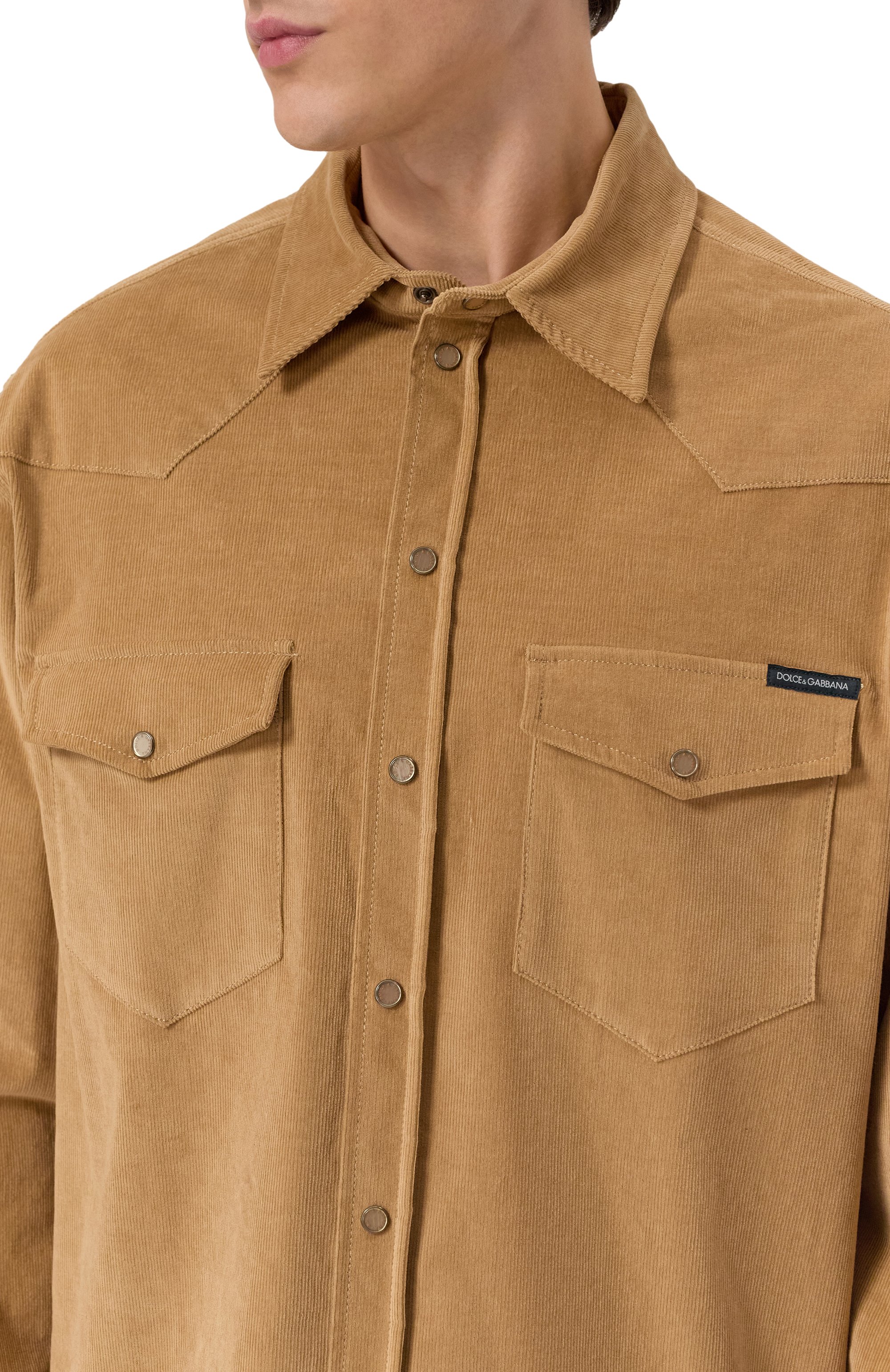 Вельветовая рубашка DOLCE & GABBANA бежевого цвета по цене 99950 руб., арт. G5MA1T/GJ589, фото 5 Вельветовая рубашка DOLCE & GABBANA, арт. G5MA1T/GJ589, фото 5