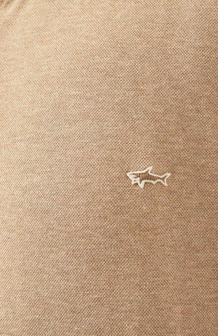 Мужское хлопковое поло PAUL&SHARK бежевого цвета, арт. 25411205/6XL | Фото 6 (Рукава: Короткие; Материал внешний: Хлопок; Длина (для топов): Удлиненные; Принт: Без принта; Застежка: Пуговицы; Стили: Кэжуэл; Big sizes: Big Sizes; Кросс-КТ: Джерси; Мужское Кросс-КТ: Футболка-одежда)