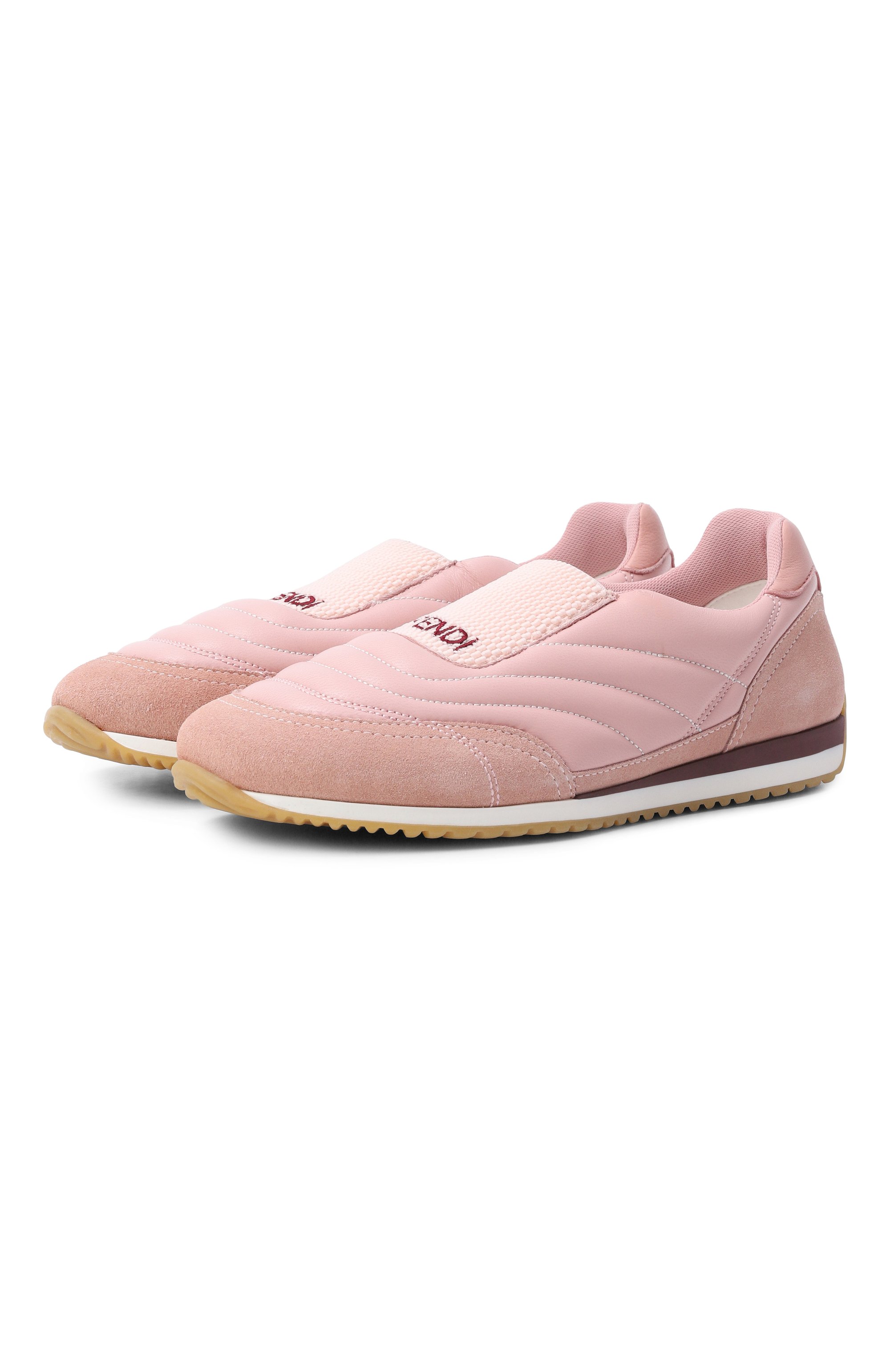 Кожаные кроссовки FENDI светло-розового цвета по цене 49950 руб., арт. JFR550/AWK0, фото 1 Кожаные кроссовки FENDI, арт. JFR550/AWK0, фото 1