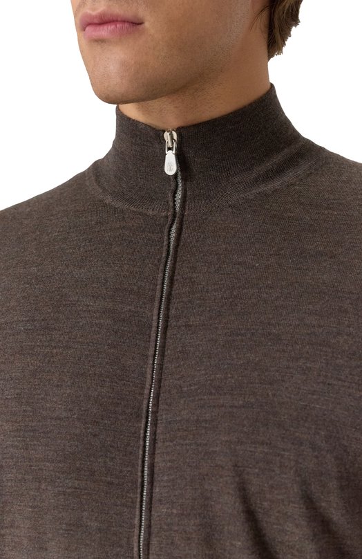 Кардиган из шерсти и кашемира Brunello Cucinelli M2400106 Коричневый  M2400106 Фото 5