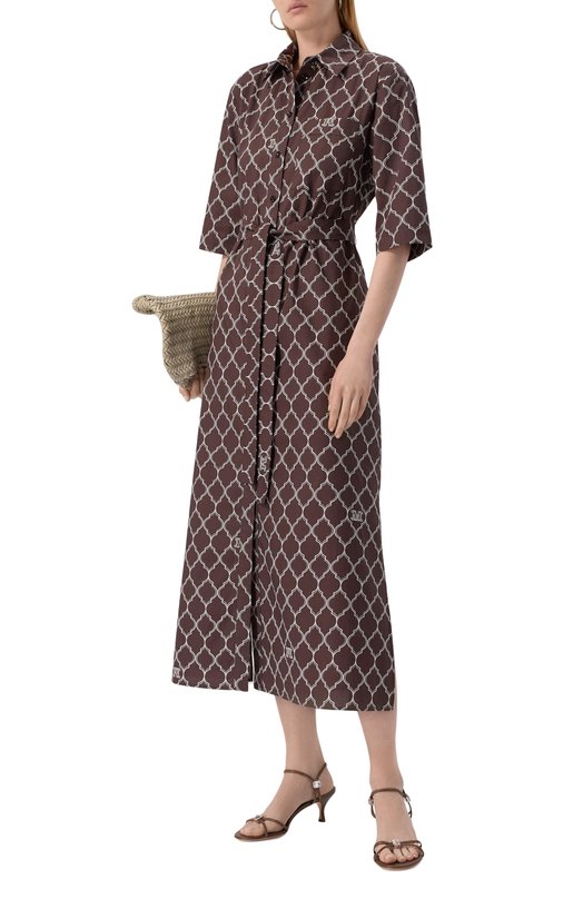 Хлопковое платье Max Mara DANIEL 2516221049 Коричневый  DANIEL 2516221049 Фото 2