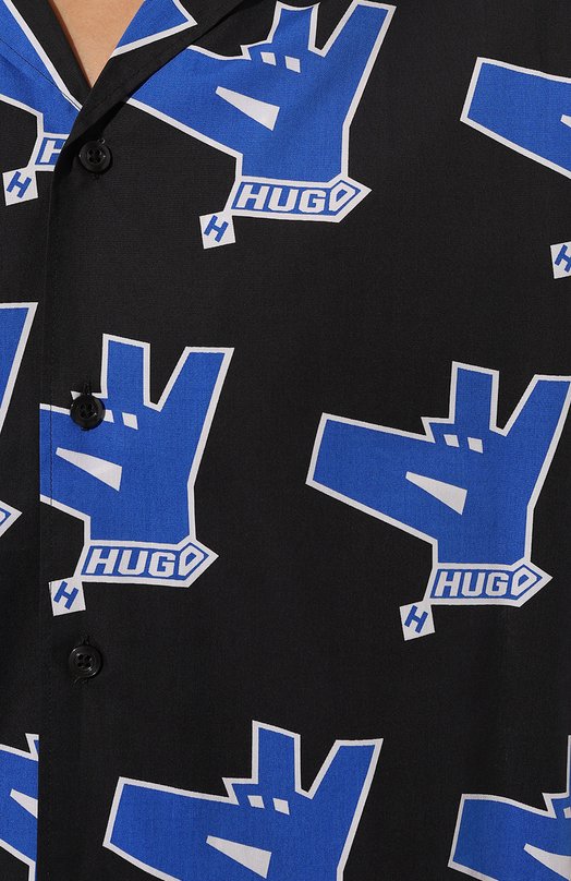 Хлопковая рубашка HUGO Blue Чёрный, фото 5